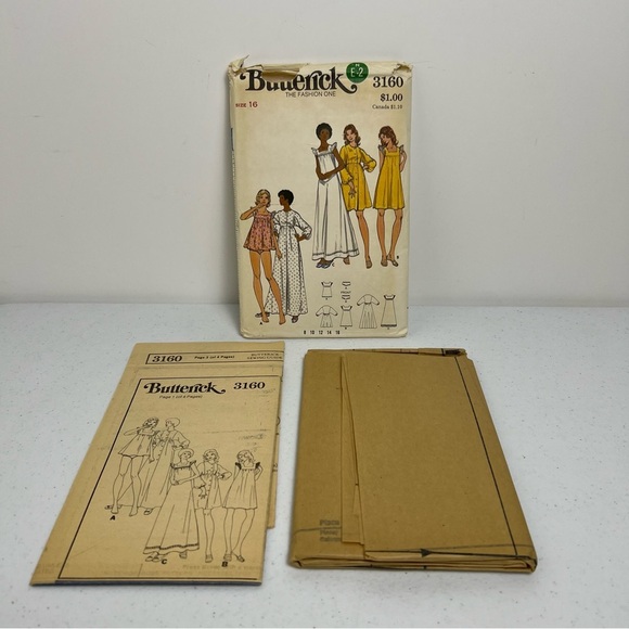 Vtg 70s Butterick Womens Sewing Pattern Pajama Robe Lingerie sz 16 Uncut - Picture 3 of 5